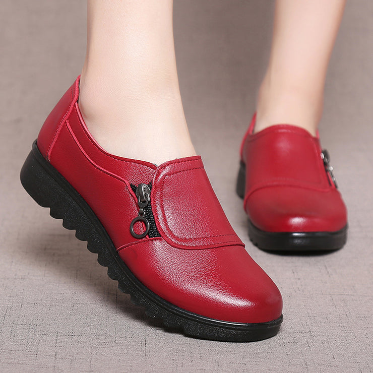 Wedge Leather Shoes Grandma Shoes Ins Trendy Old Man Shoes